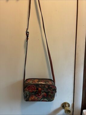 Patricia Nash Red and Brown Paisley Crossbody Bag